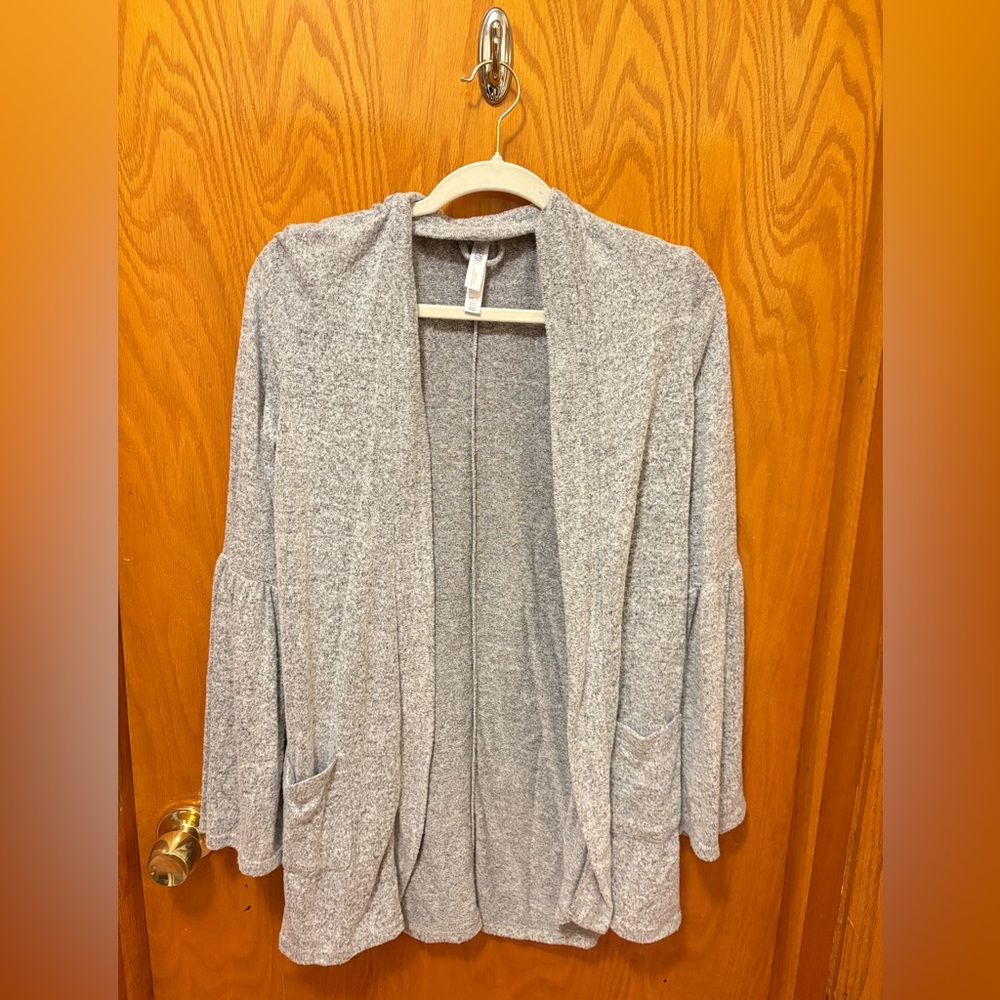 Gilligan & O'Malley Gray Cardigan Sweater Open Front Knit